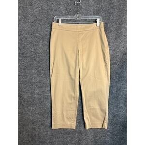 Talbots Womens Curvy Cropped Pants Sz 6 Petite Tan Cotton Stretch Office Career